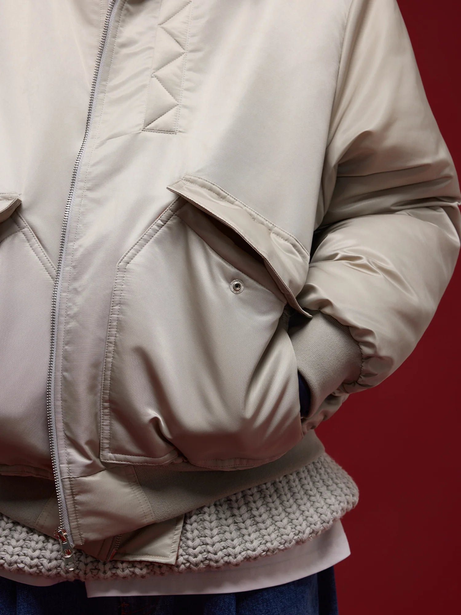 BANANA CLUB Glossy Utility Padded Bomber Jacket