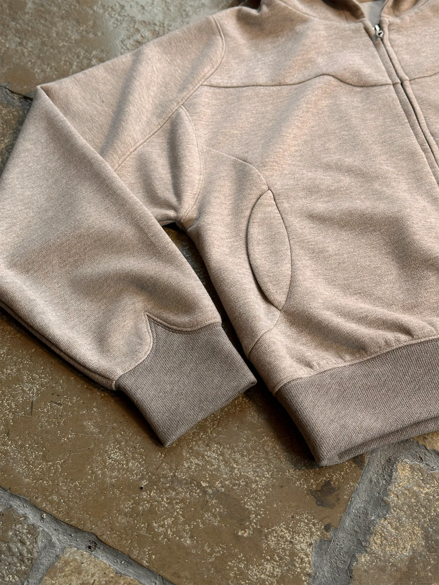 ESAIAS Wool Blend Panel Boxy Hooded Jacket