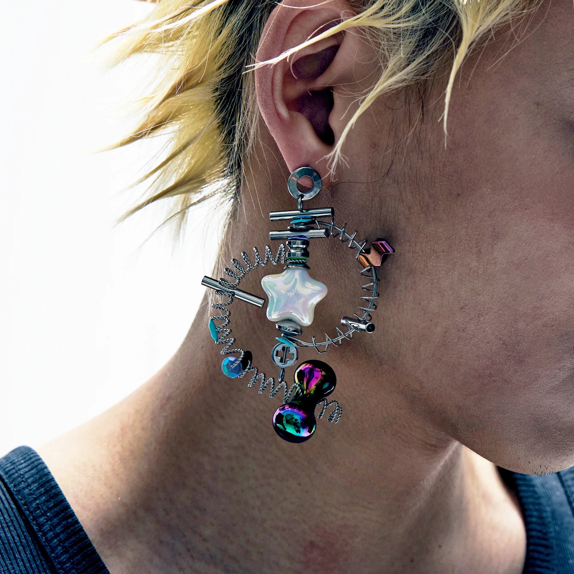 NUNKNOTX Industrial Candy Coil Earring