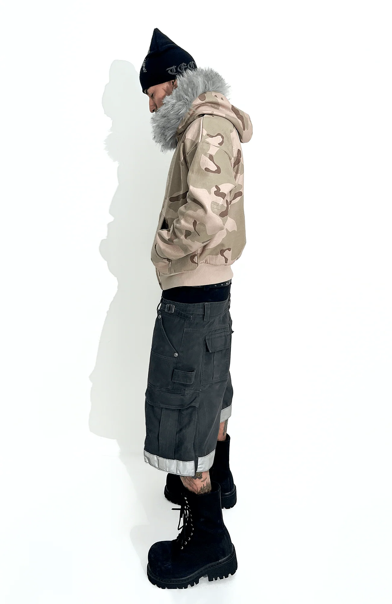 TECNINEGROUP Detachable Reflective Firefighter Cargo Pants Gray