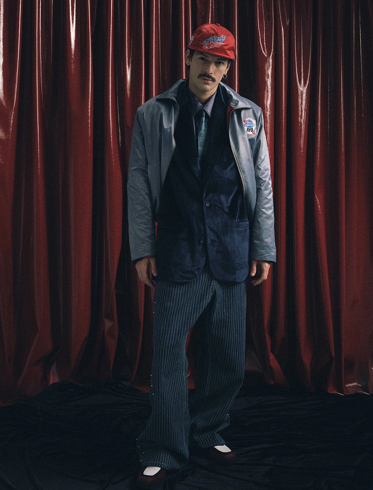 TRECLUB Retro Satin Badge-Patch Blouson
