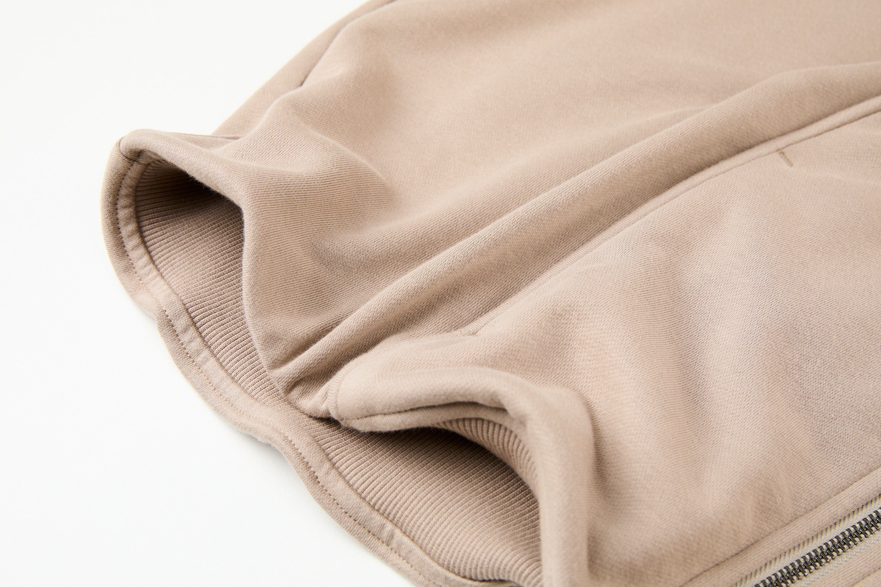 ORGANIC EMOTION Curved Panel Drawstring-Hem Zip-Up Hoodie