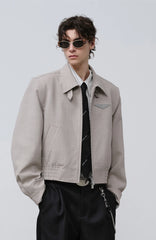 FACEONLAB Cropped Harrington Zip Jacket Gray