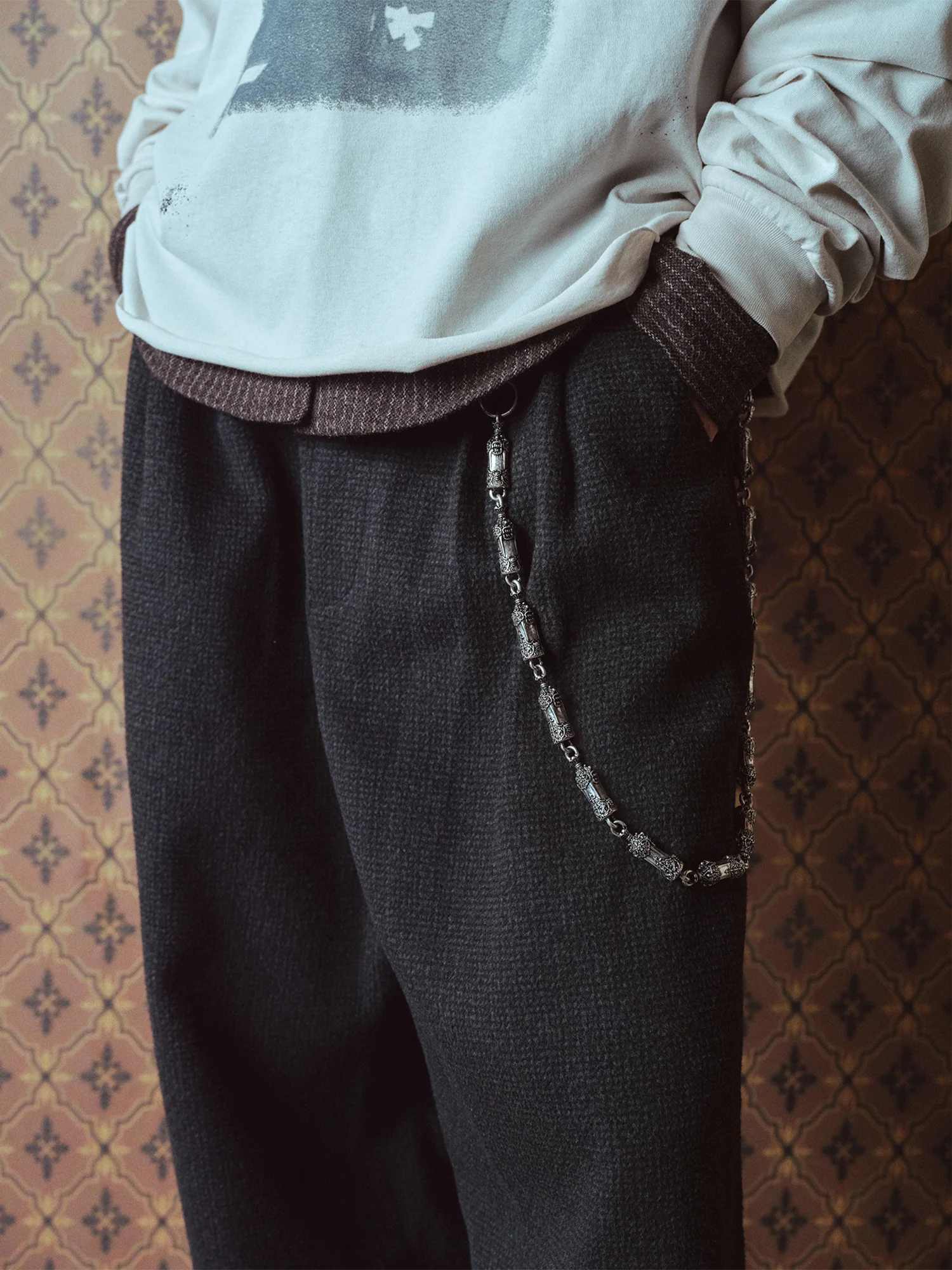 RICHILL Panel Pleated Wide-Leg Trousers