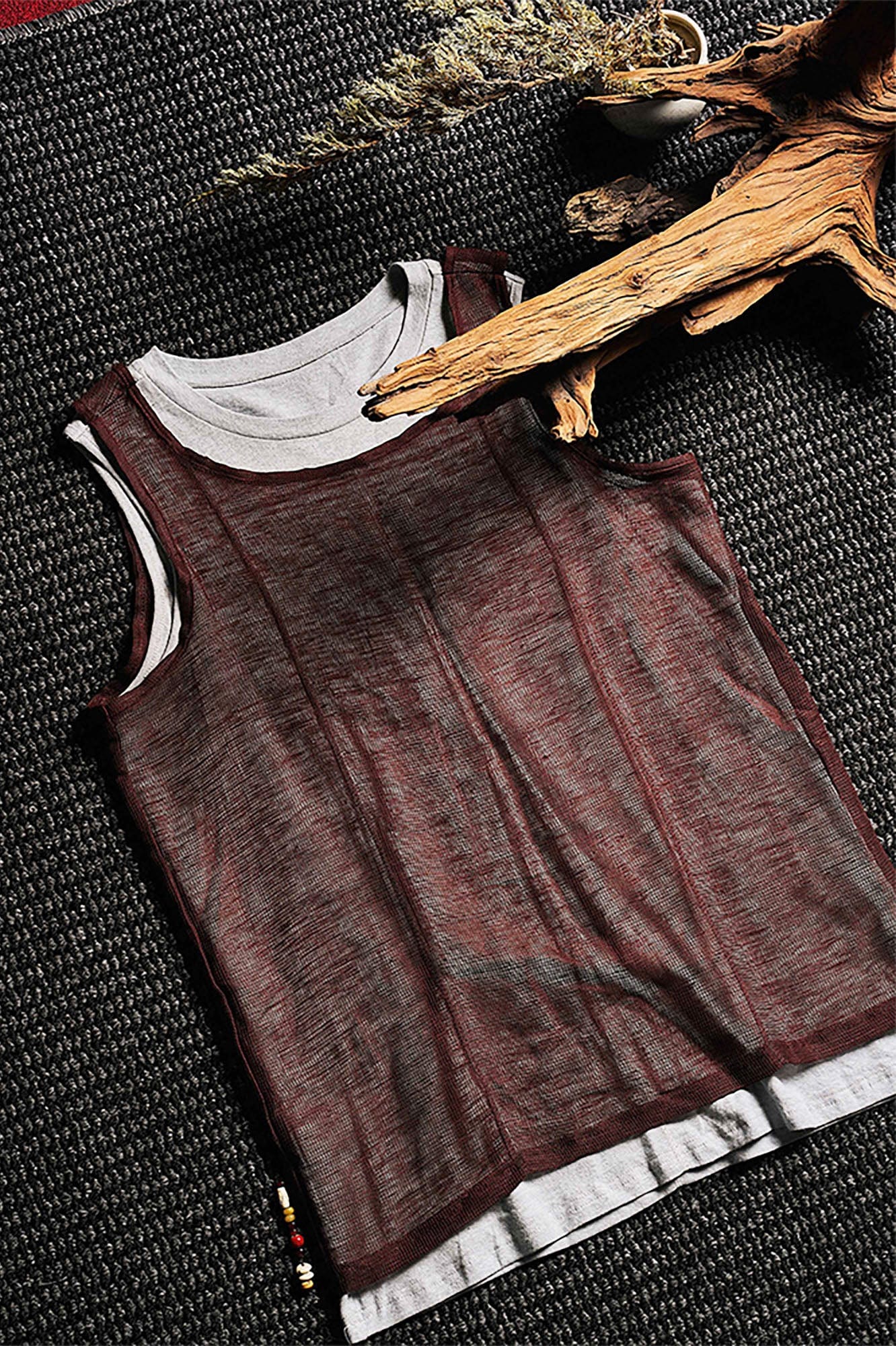 GONGHE REPUB Sheer Linen-Cotton Layered Vest