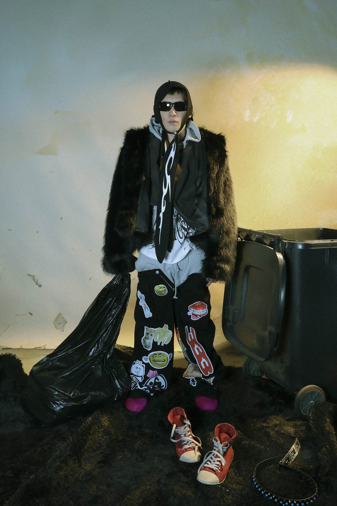 PCCVISION Meme Graphics Wide-Leg Pants