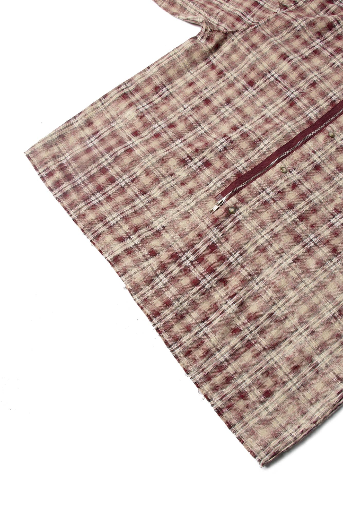 RELABEL Tie-dye Plaid Dual Closure Frayed Shirt