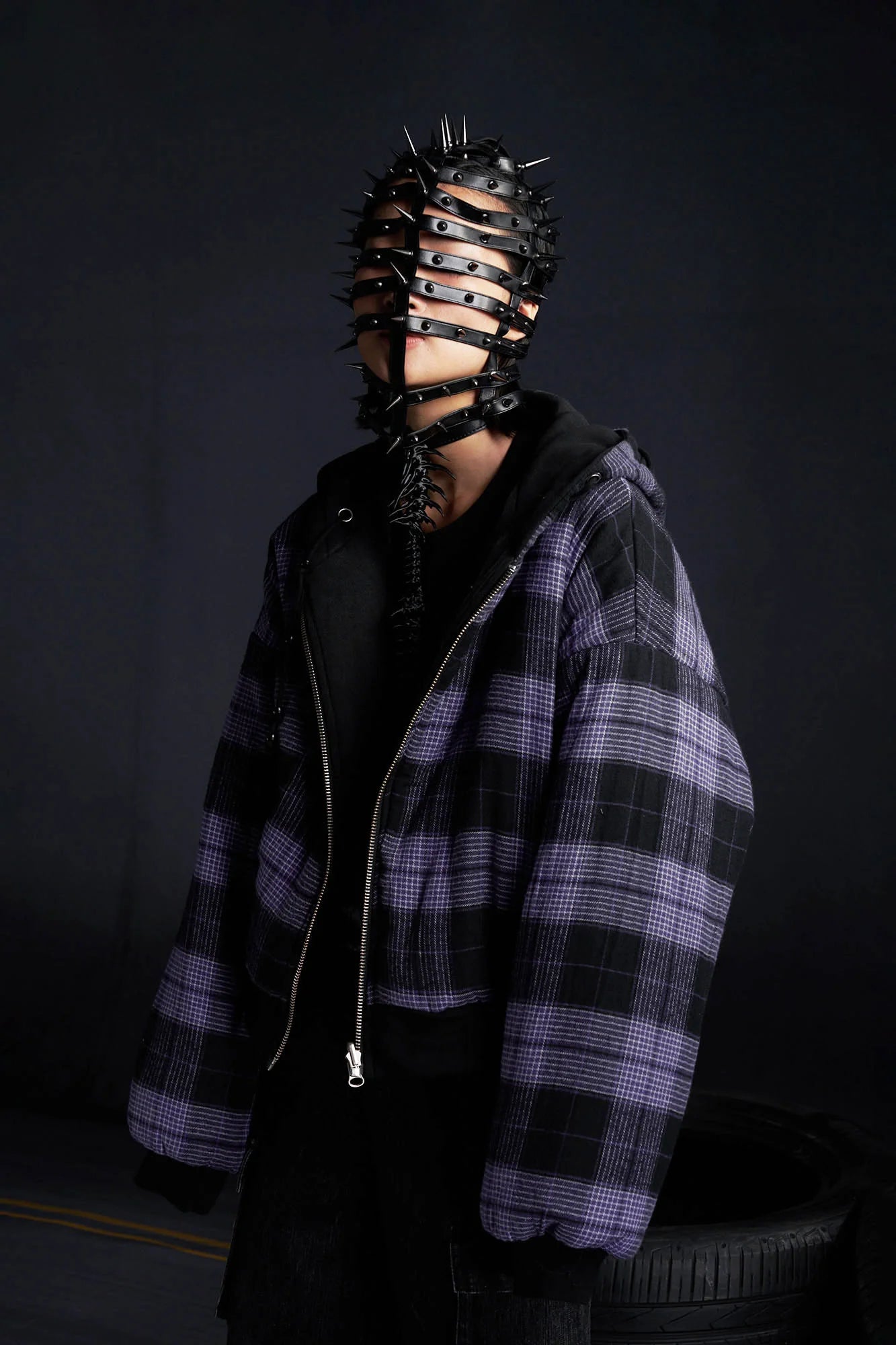 RECOVER ZONE Reversible Check & Solid Hoodie Jacket