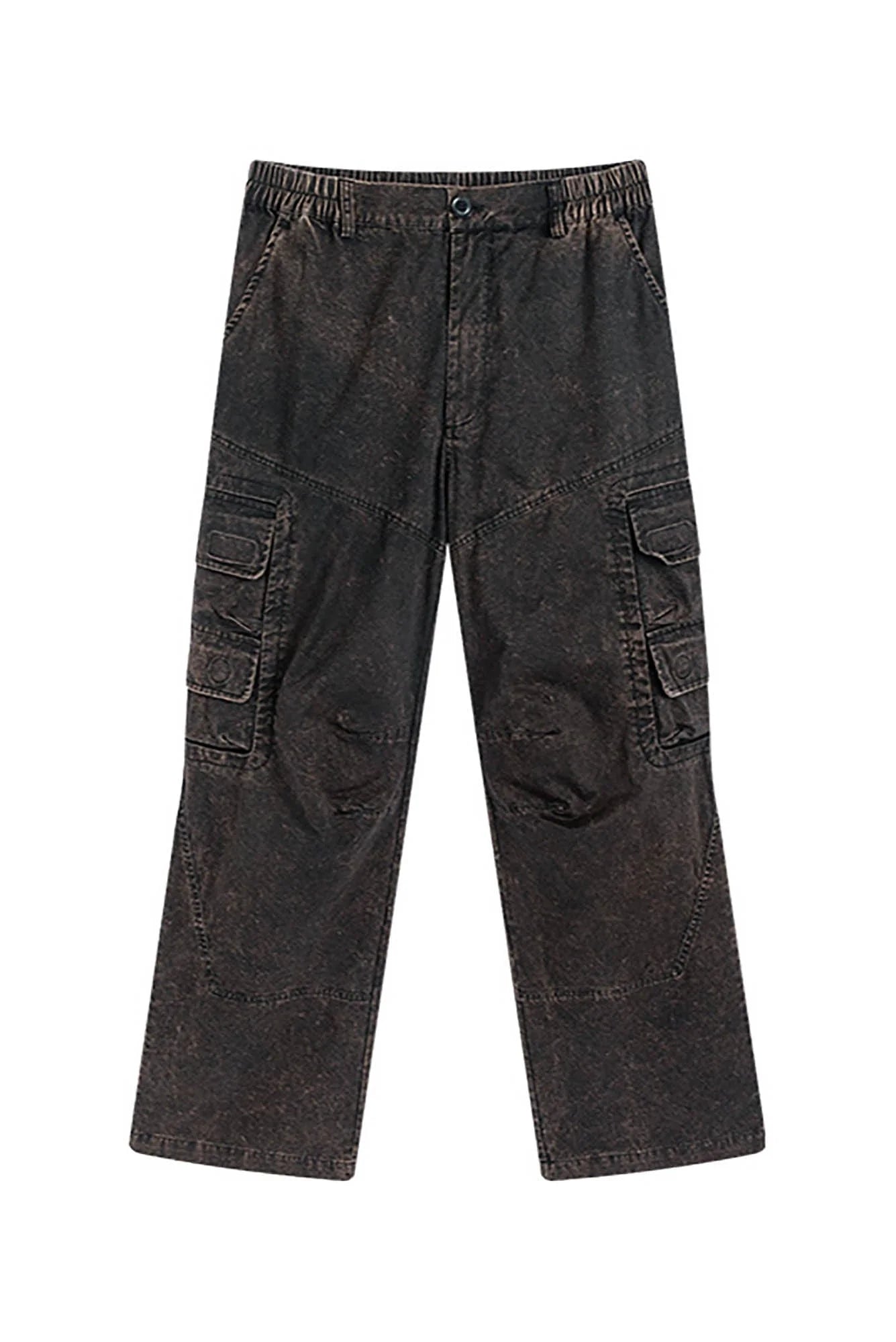 ENSHADOWER Distressed Multi-Pocket Crinkled Straight-Leg Jeans