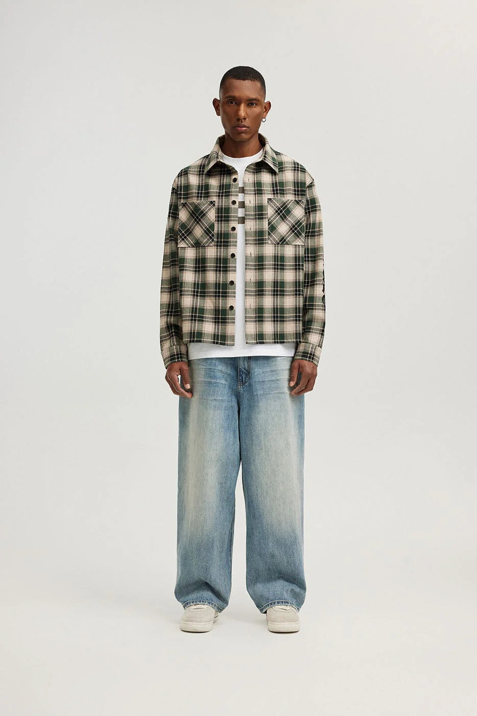 BONELESS Gothic Slogan Plaid Shirt