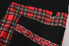 NOTHINGNESS WORLD Punk Plaid Strappy Ruched Pants