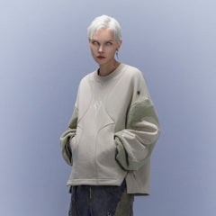 XIPHEVIL Utility Paneled Crewneck Sweatshirt Green