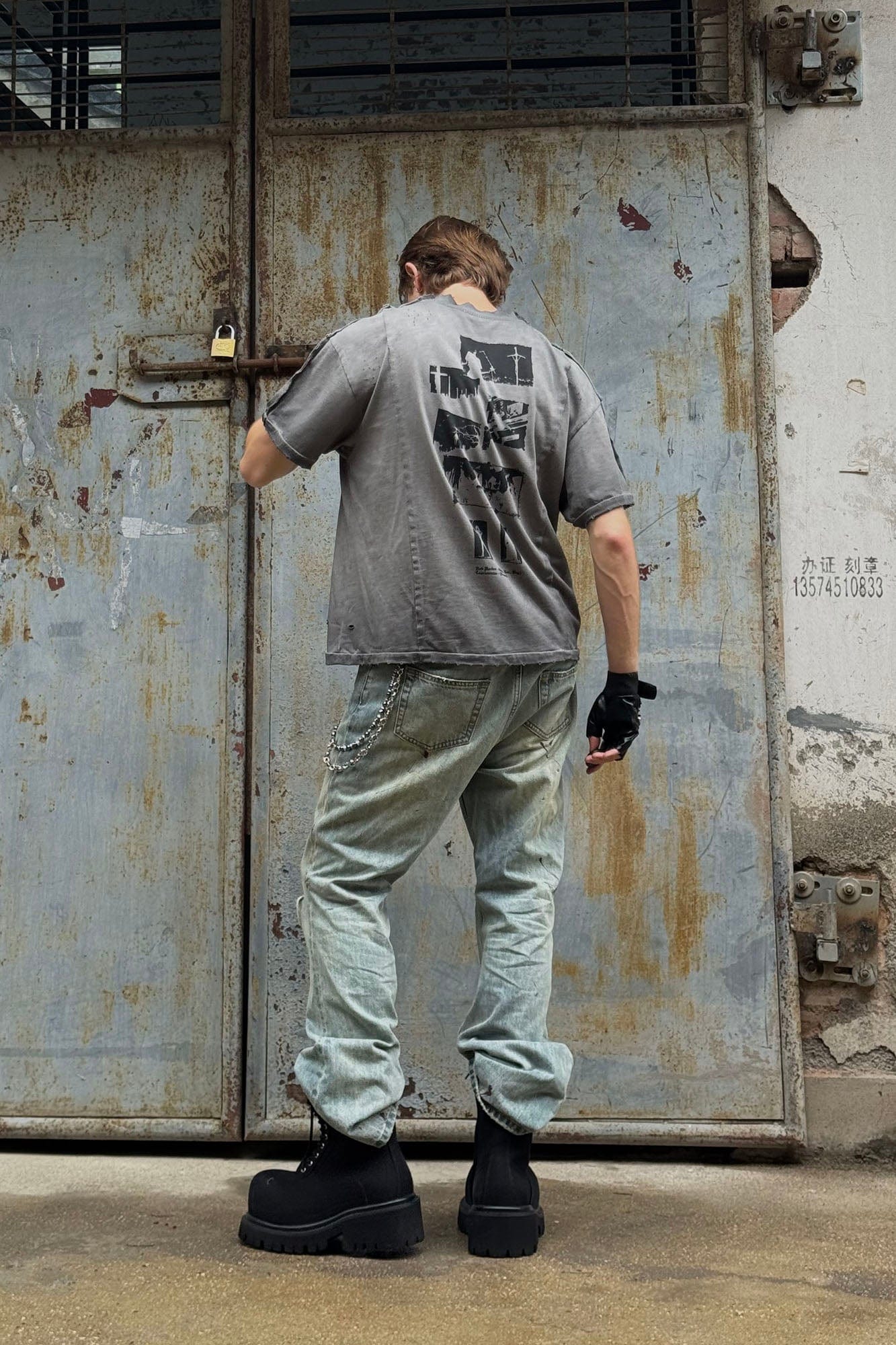 LUUUCAM A Mad Summer Night Dream Distressed Panel T-Shirt