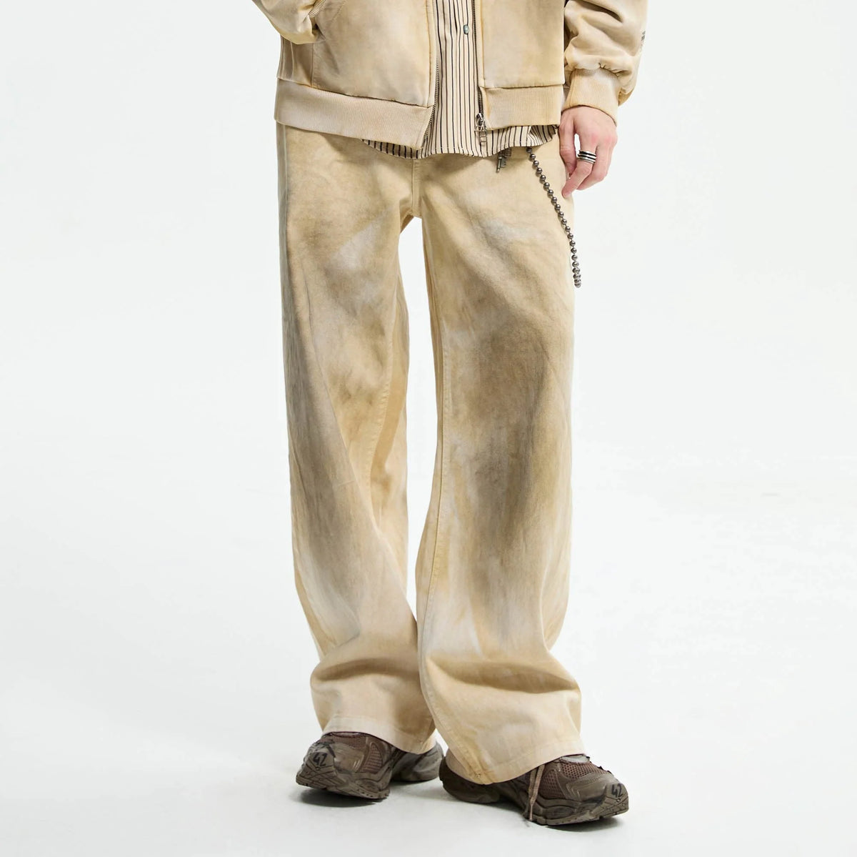 ORGANIC EMOTION Dirty Fit Distressed Wide-Leg Pants