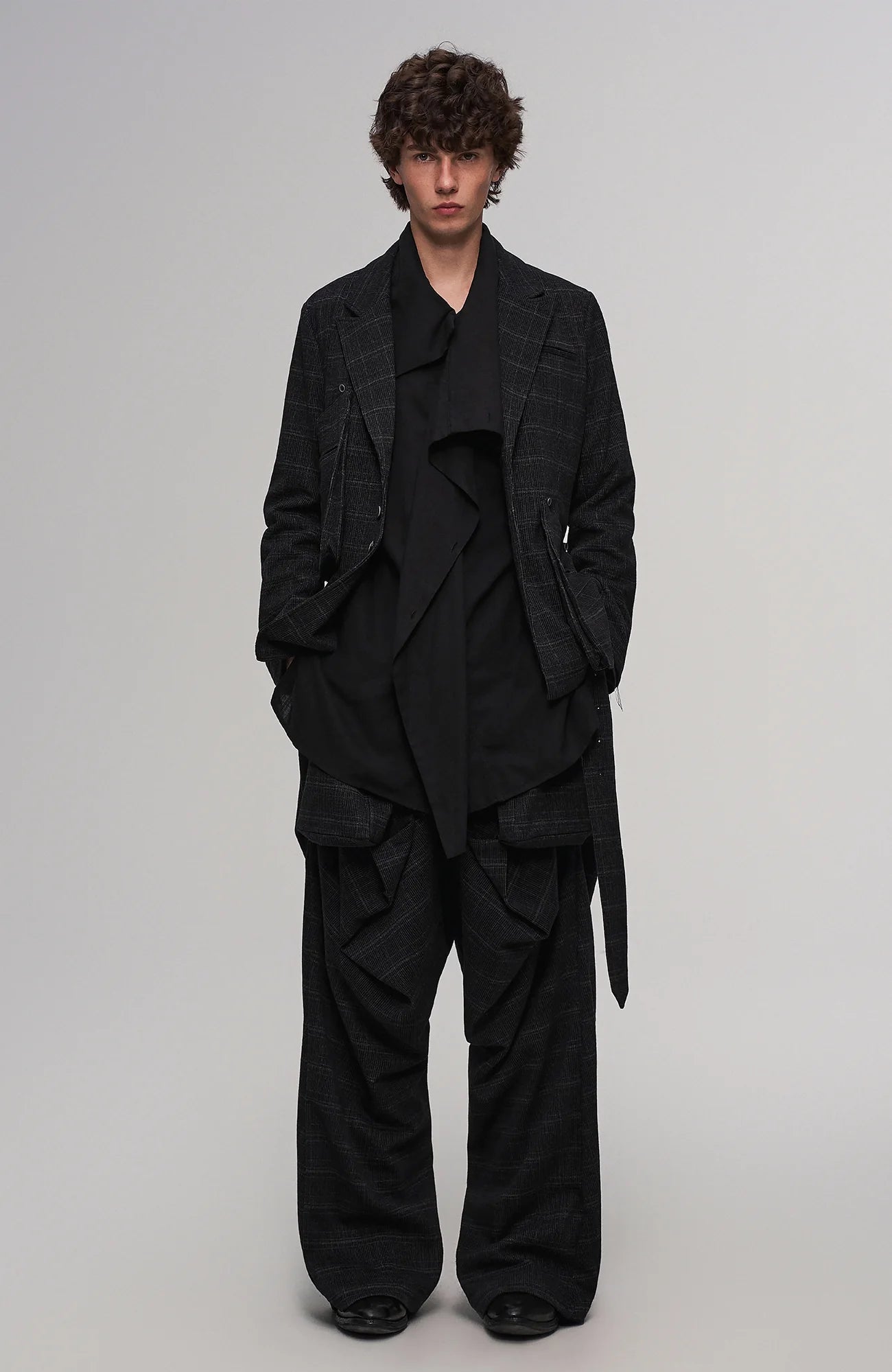 ILNya Nieternite Nifutur Deconstructed Plaid Drop-Crotch Pants