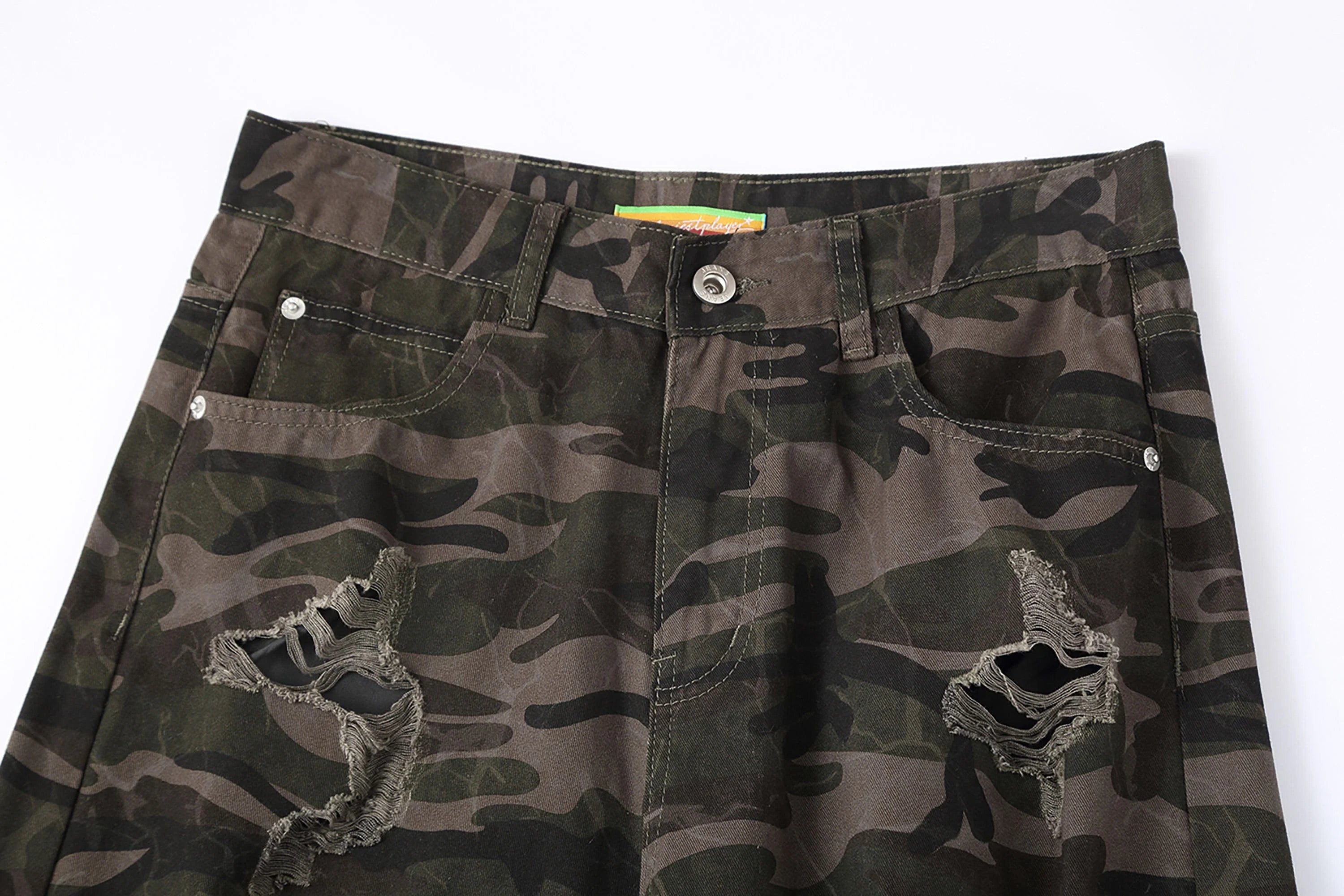 CLP Camo Ripped Straight-Leg Jeans
