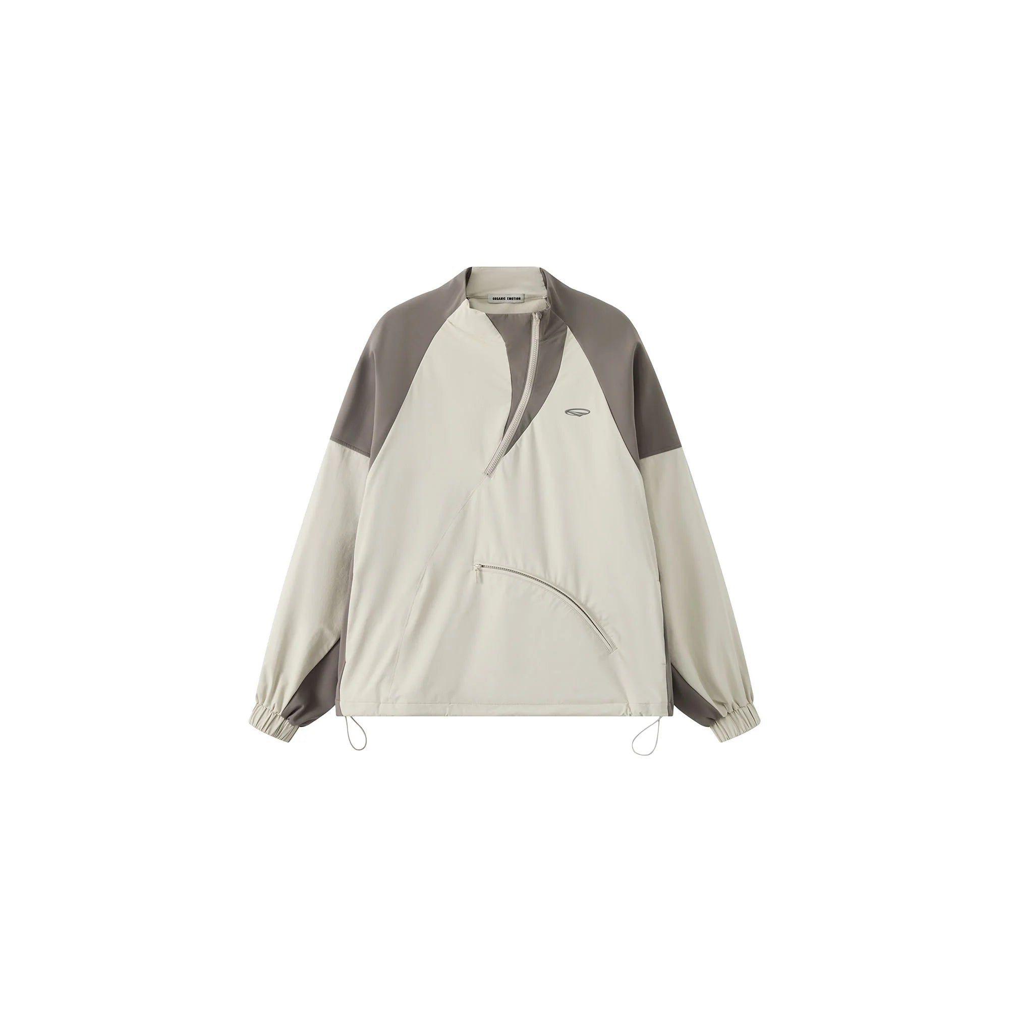 ORGANIC EMOTION Contrast Diagonal Half Zip Oversized  Windbreaker