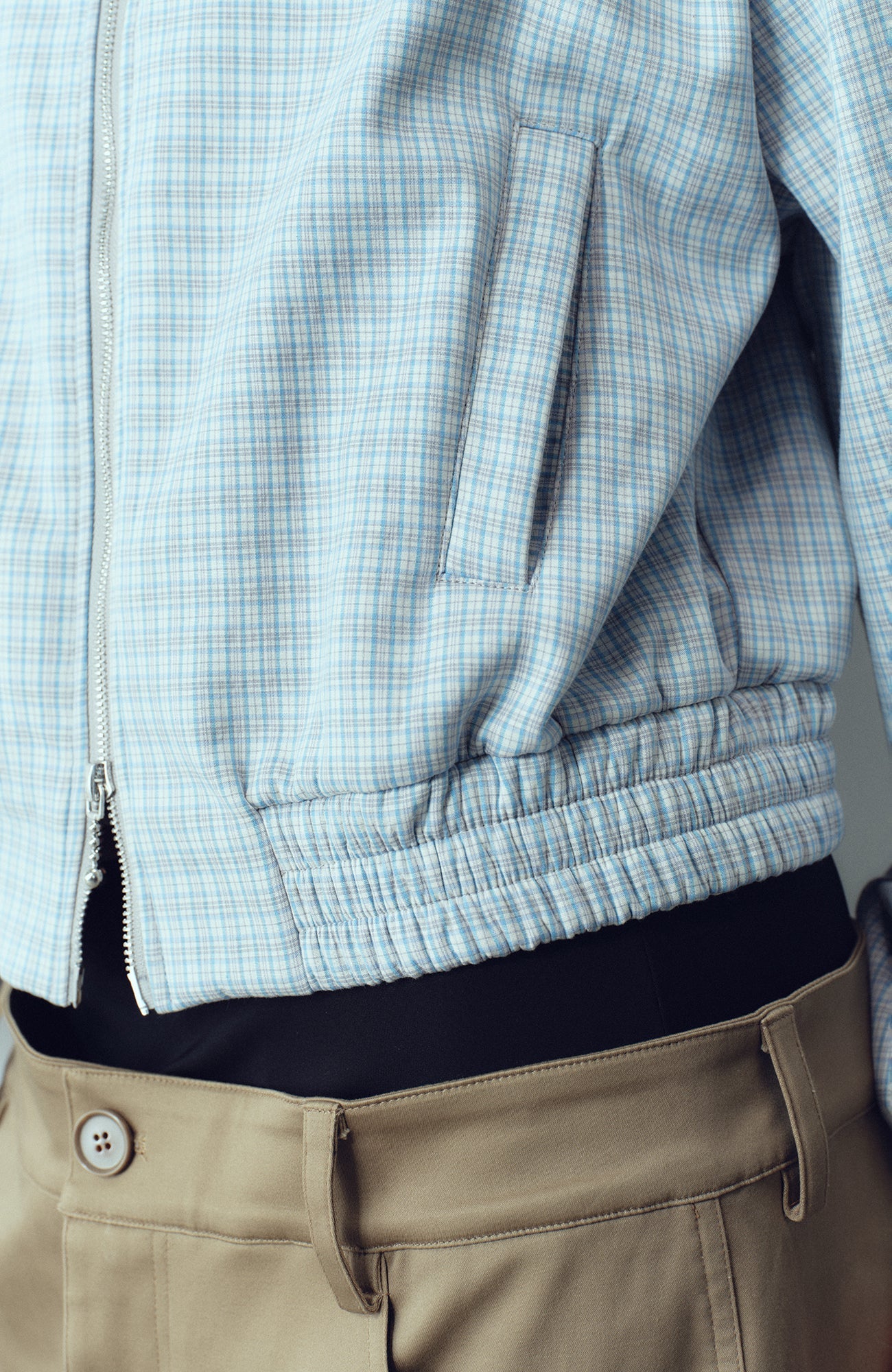 KADAKADA Double-Layer Collar Reversible Plaid Jacket