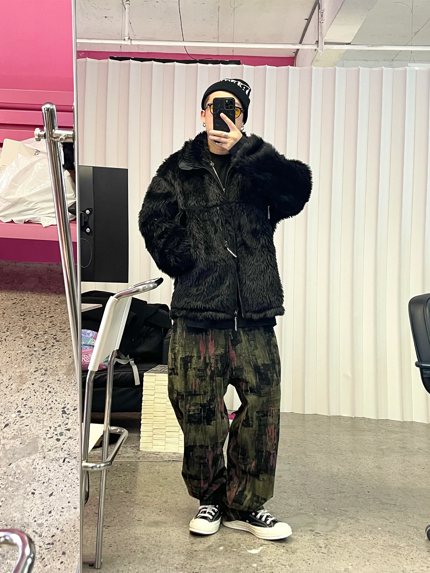 ME DA IGUAL Shaggy Multi-Pocket Faux Fur Jacket