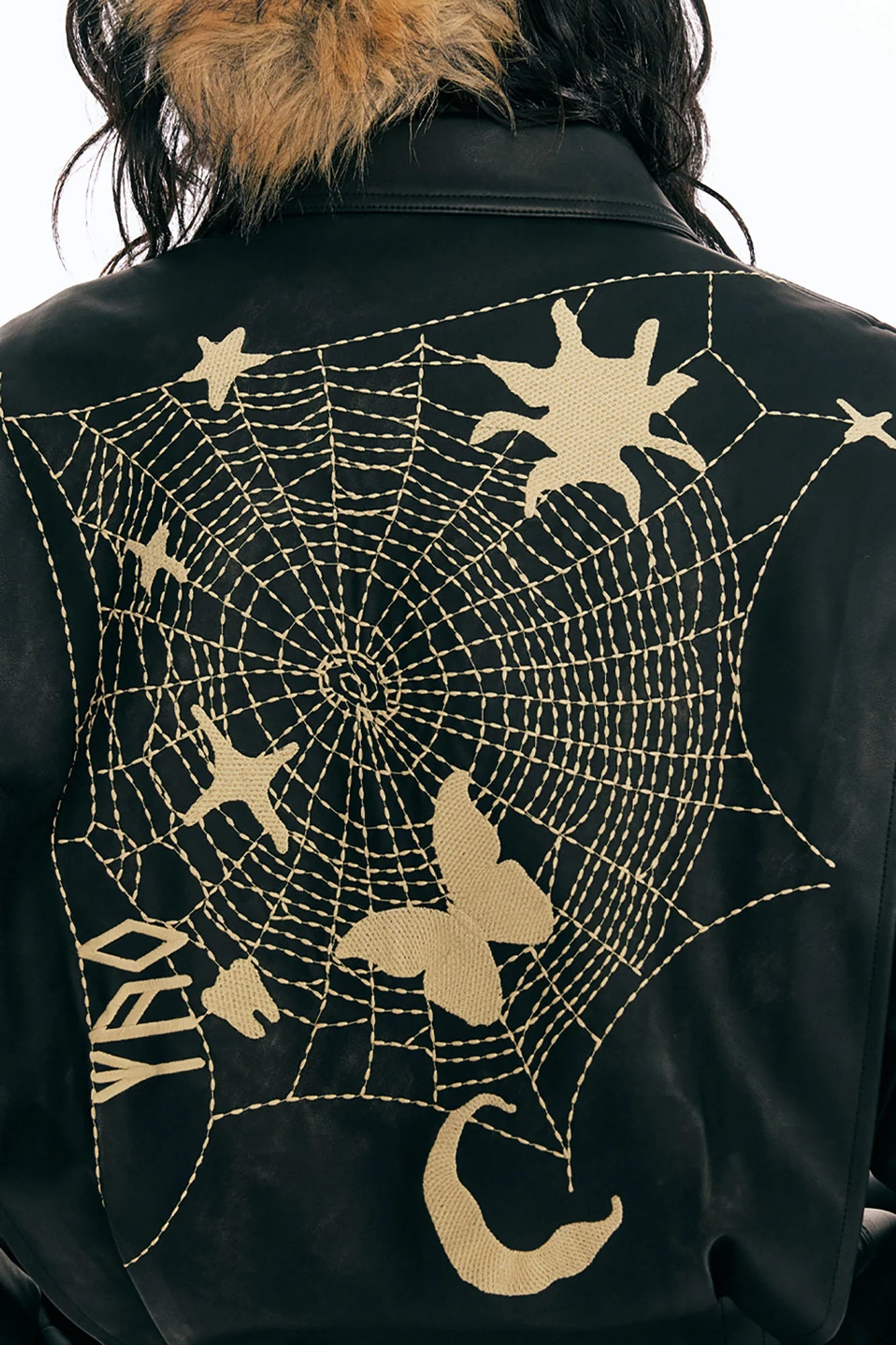 1997 POSTOFFICE Dreamcatcher Graphic Faux Leather Jacket