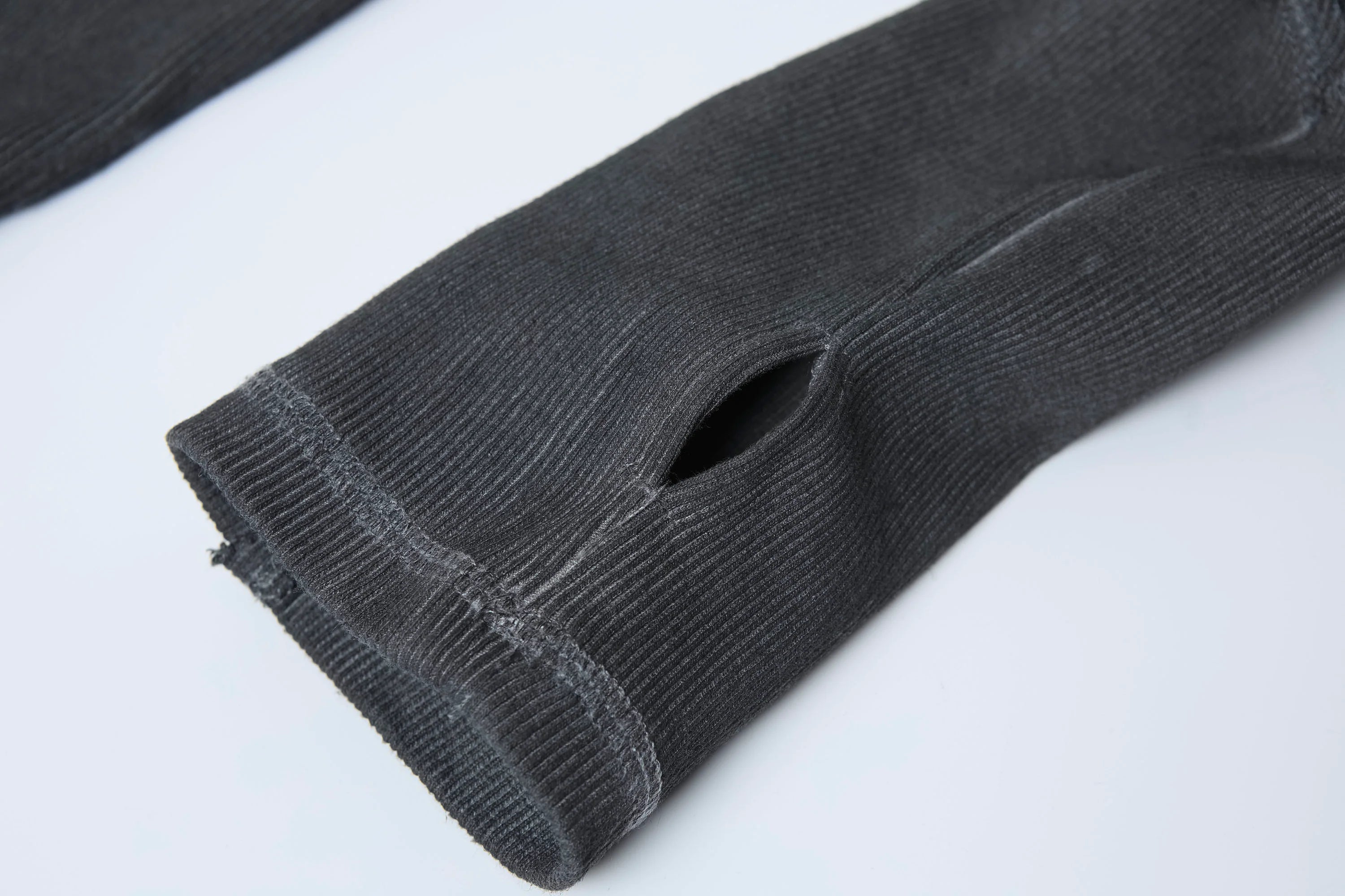 CLP Distressed Raw-Seam Paneled Long-Sleeve Tee