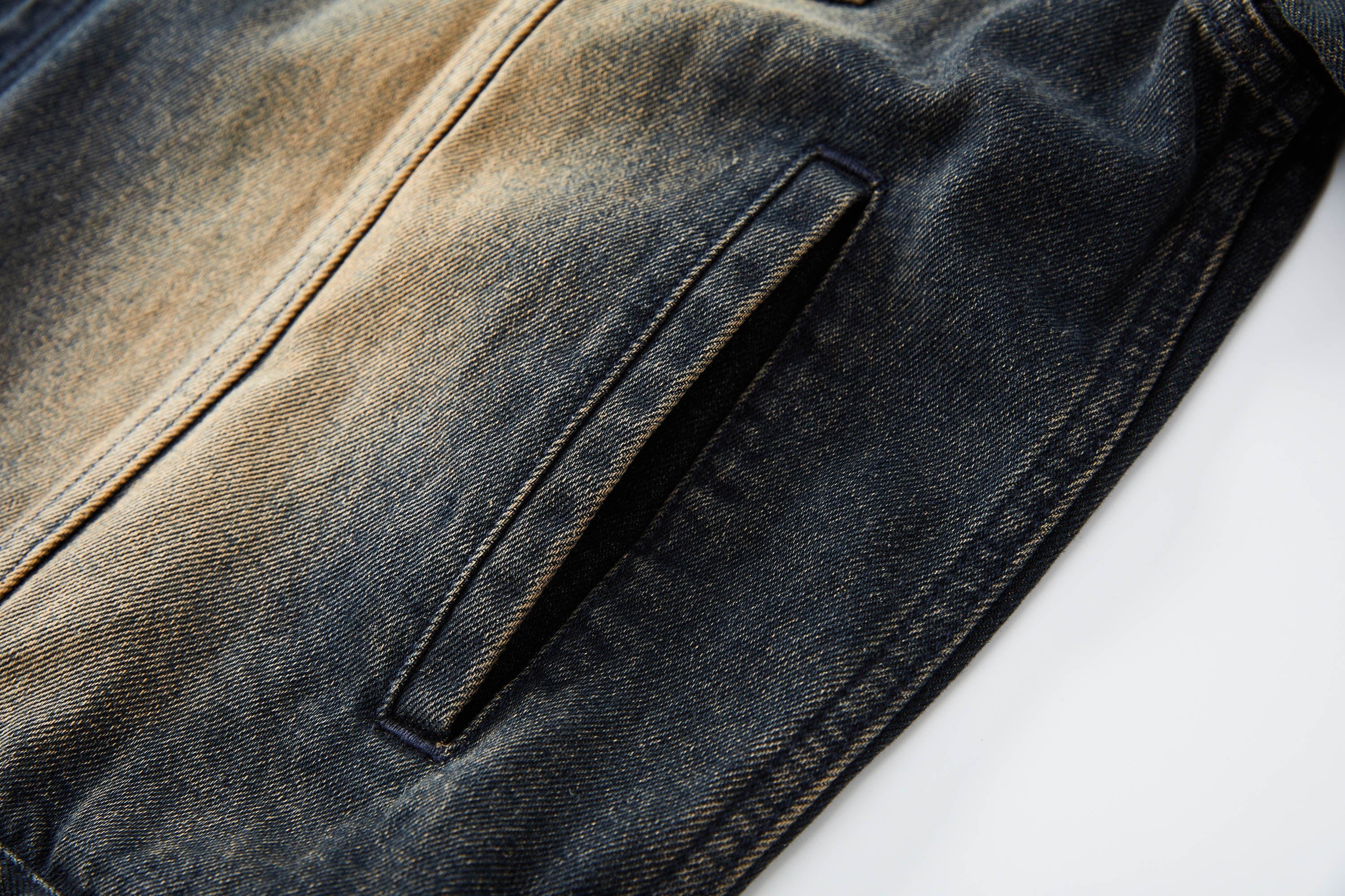 ORGANIC EMOTION Faded Spliced Pocket Denim Jacket