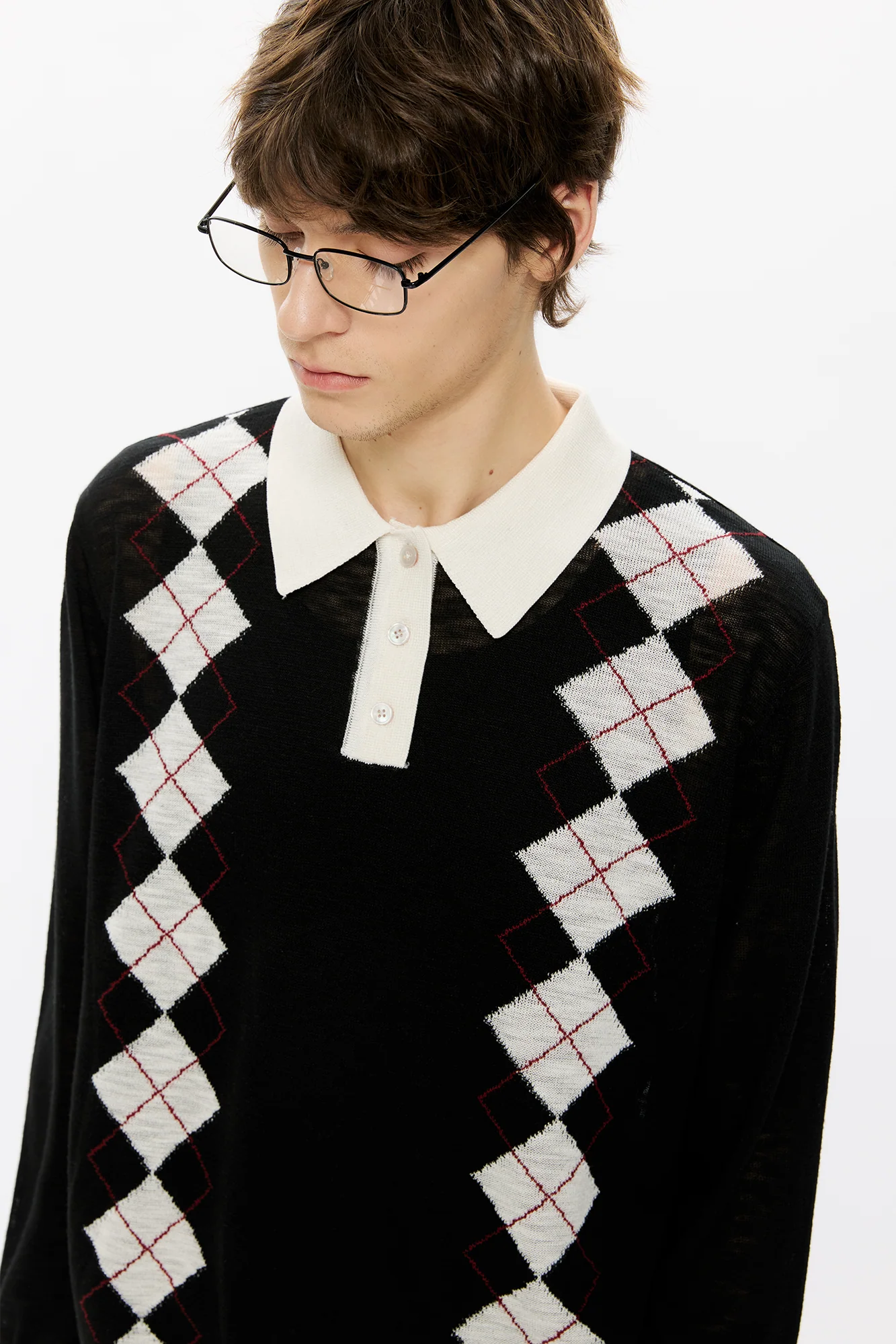 KREATE Retro Argyle Polo Sweater