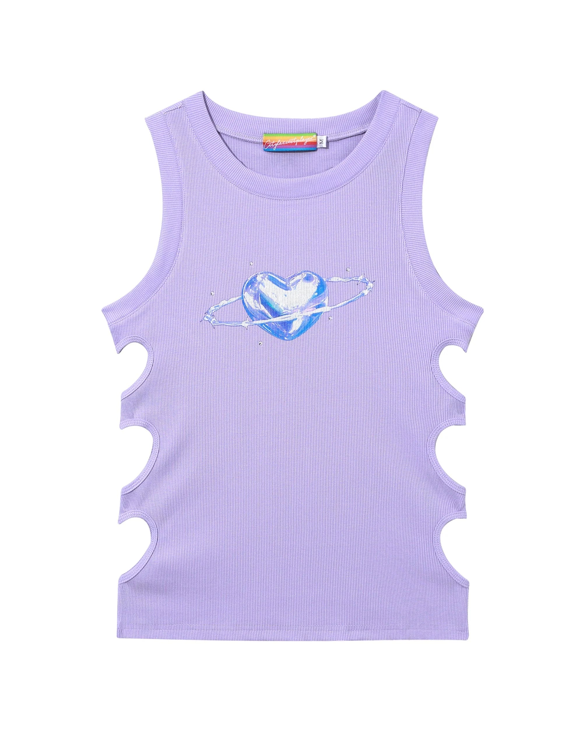 CLP Metallic Heart Slim Hollowed Tank Top Purple
