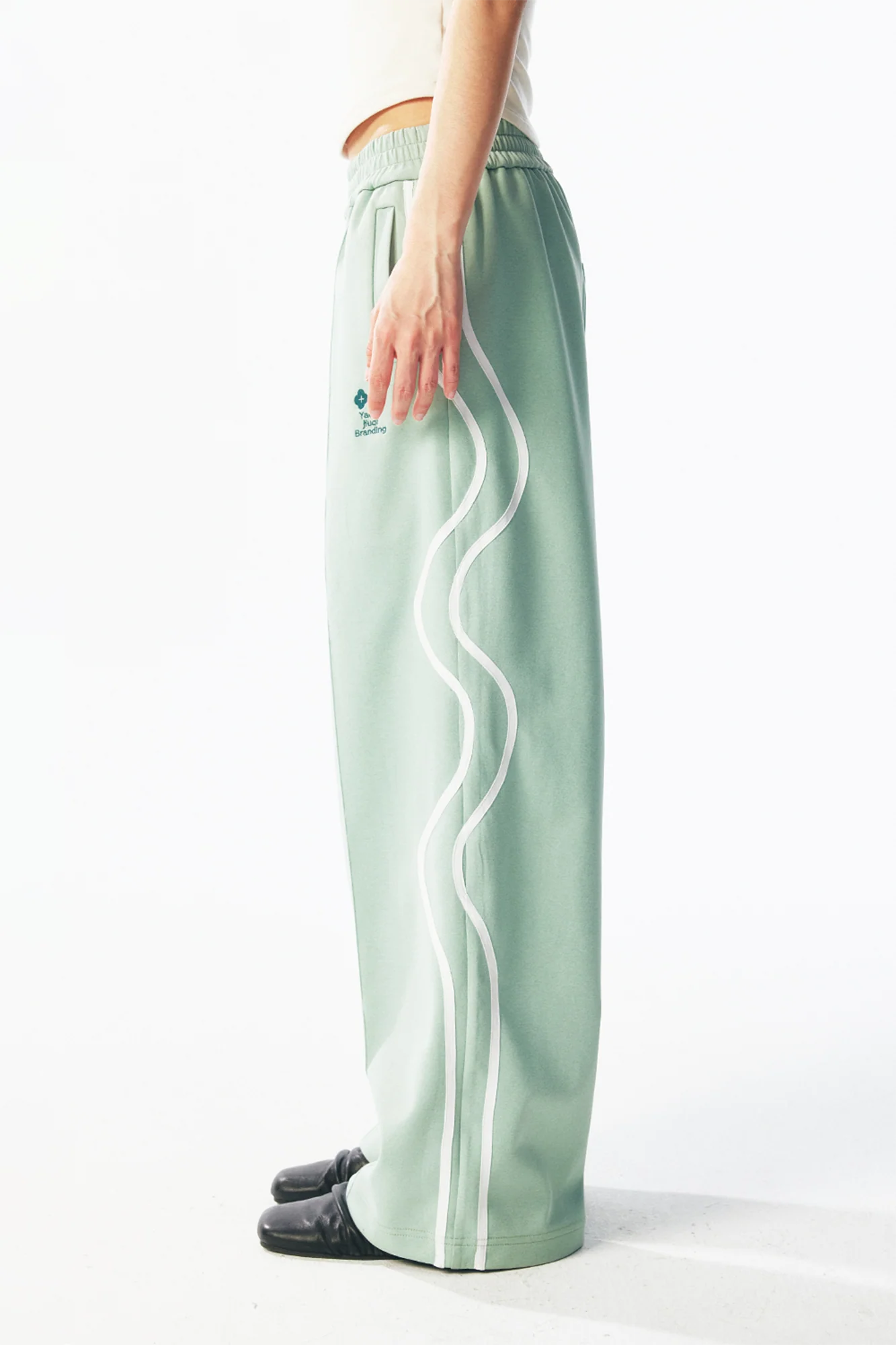 1997 POSTOFFICE Contrast Curved-Stripe Quick-Dry Track Pants