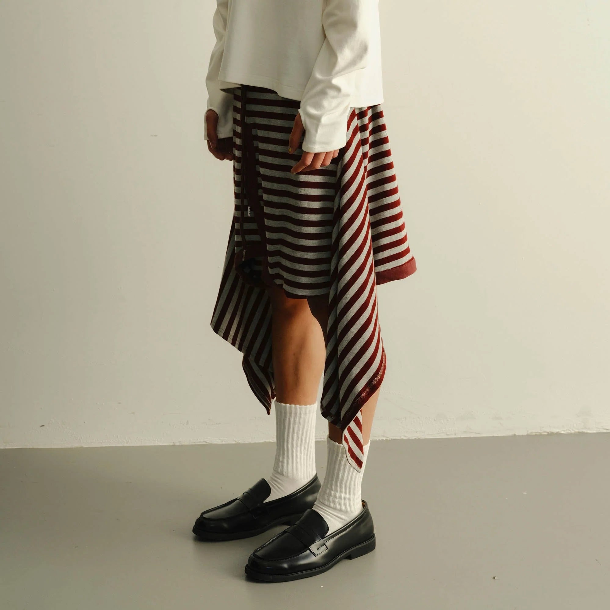 KADAKADA Sweater-Reworked Striped Knit Shorts