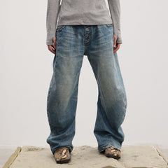 DND4DES Washed Button-Up Balloon-Leg Jeans