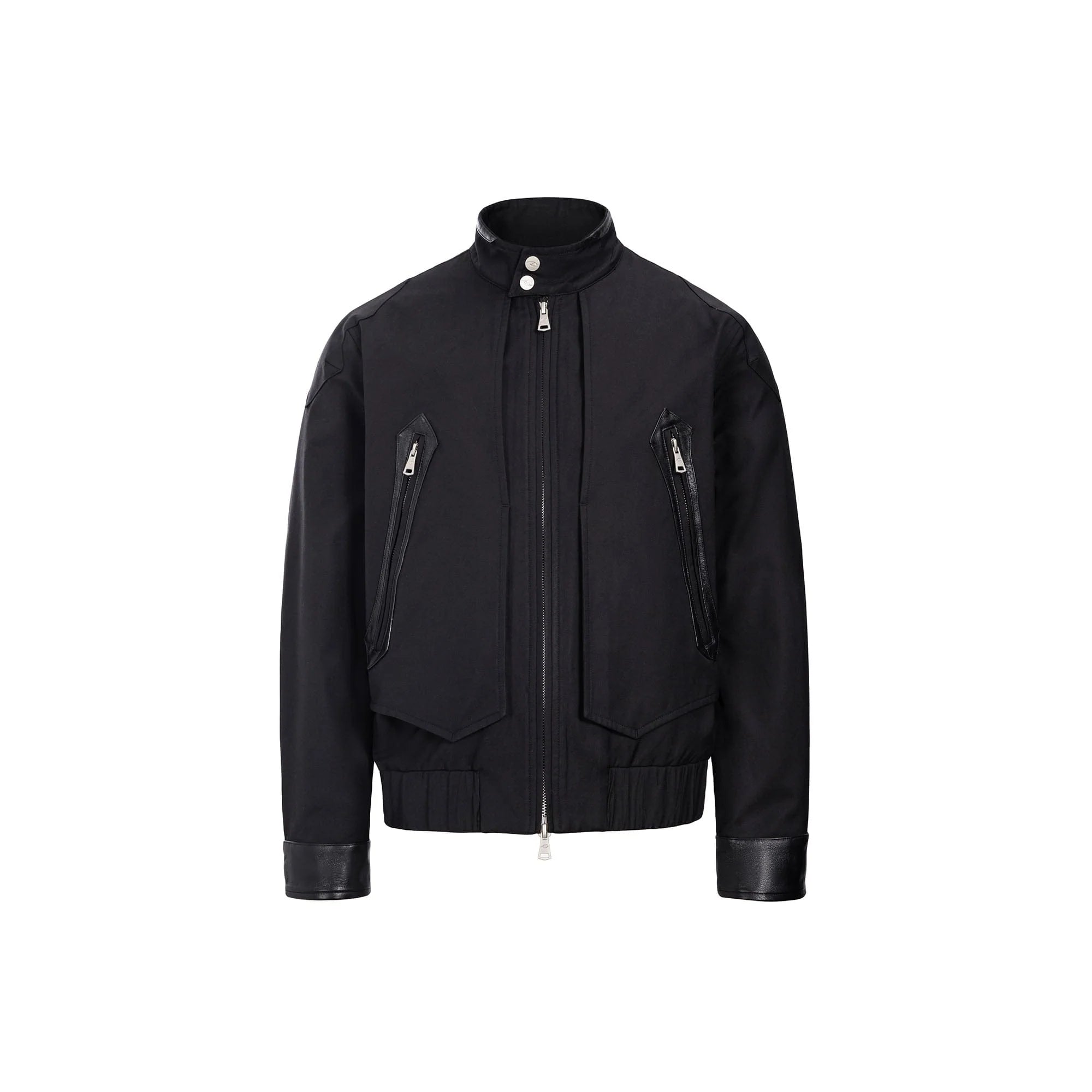 CATSSTAC Leather Panel Stand Collar Jacket