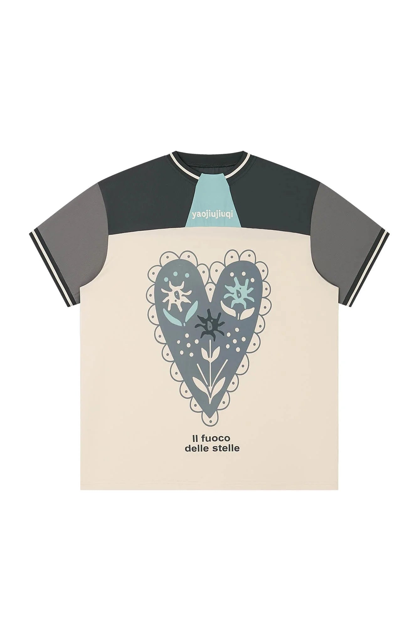 1997 POSTOFFICE Heart Floral Panelled Quick-Dry T-Shirt