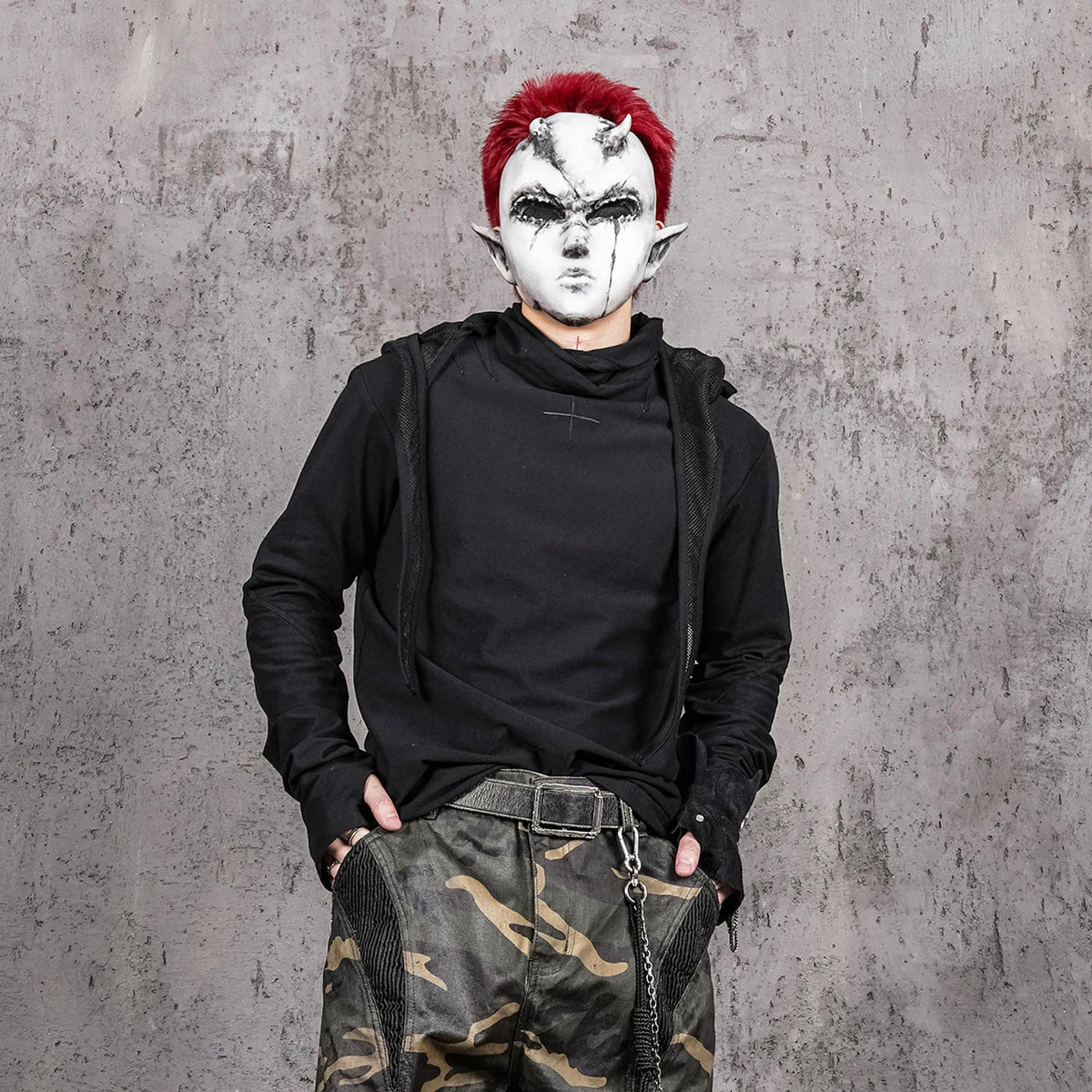 UNDERWATER Cross Embroidered High Neck Long-Sleeve Tee