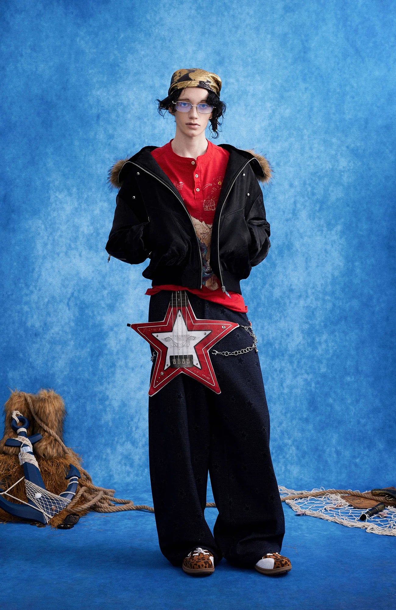 OIPWORD Studded Convertible Hood PU Puffer Jacket