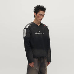 SAVAGEGROWTHWORLD Athletic Distressed Patch Sweatshirt