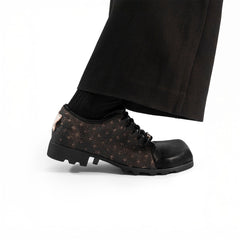REWRITE Silk Panel Square-Toe Derby Shoes