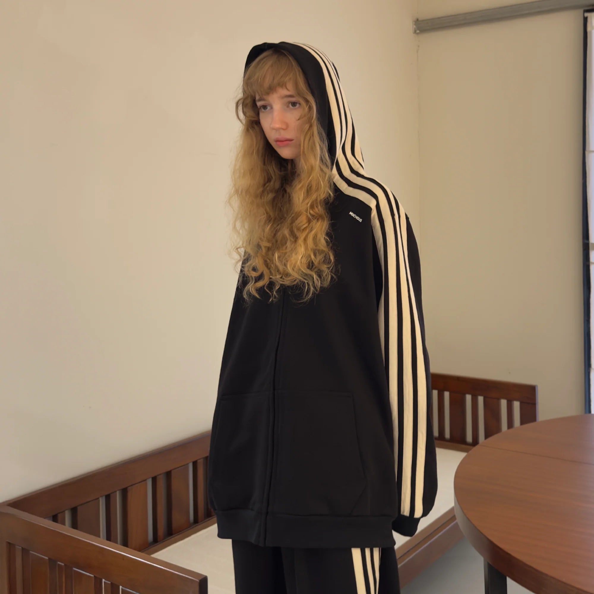 MIICHOUS Essential Stripe Zip-Up Hoodie