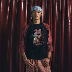 TRECLUB Studded Raglan Graphic 3/4 Sleeve Tee