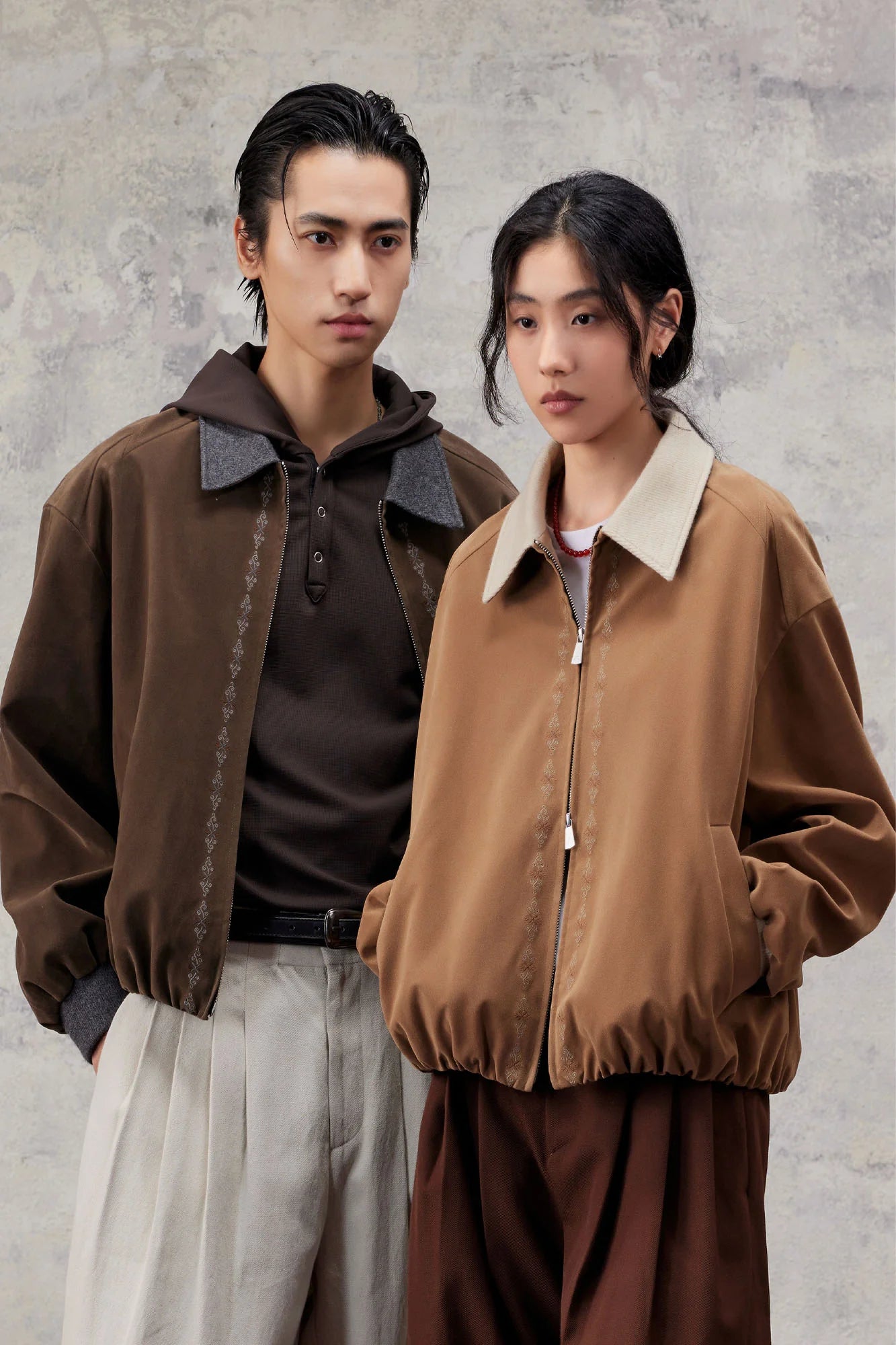 ALVNG AR ANTS Contrast Collar Totem Embroidered Jacket