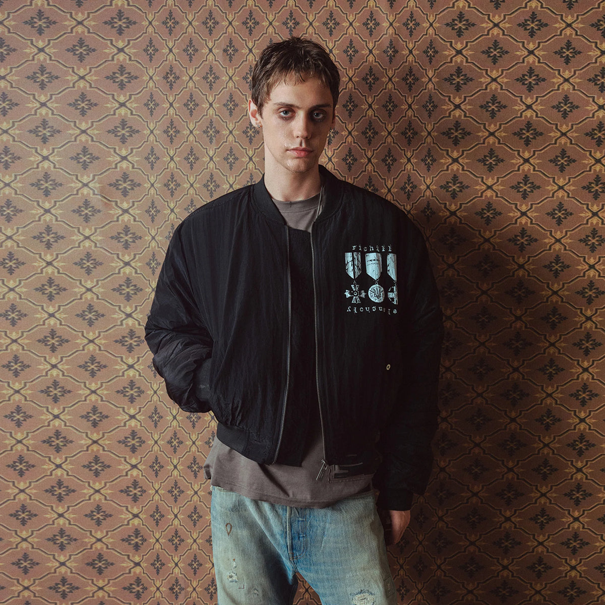 RICHILL Medal Graphic Cropped Bomber Jacket