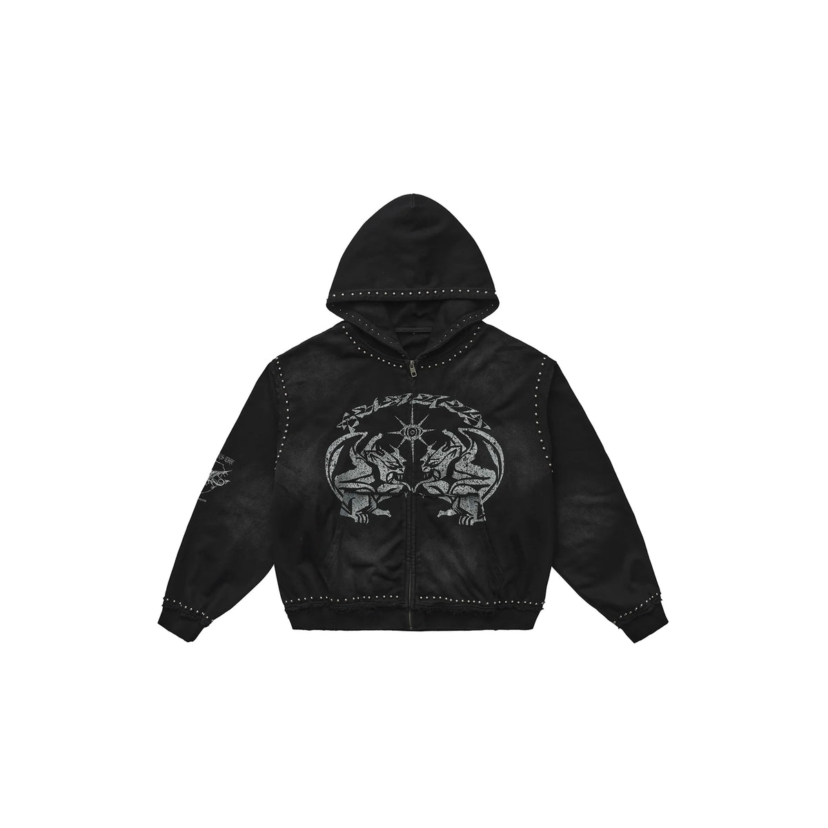 LUUUCAM Retro Studded Zip Hoodie