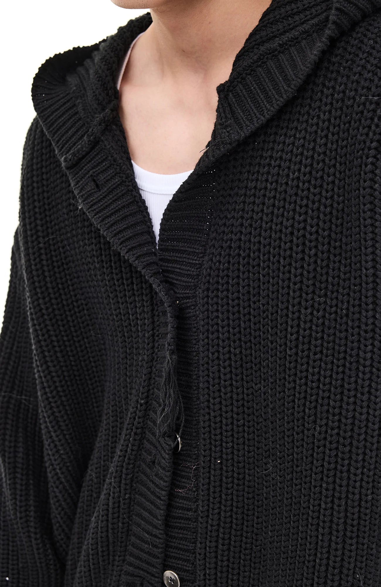 WHISTLEHUNTER Distressed Knit Hooded Cardigan