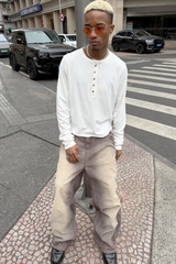 STEEPC Washed Striped Corduroy Studded Wide-Leg Pants