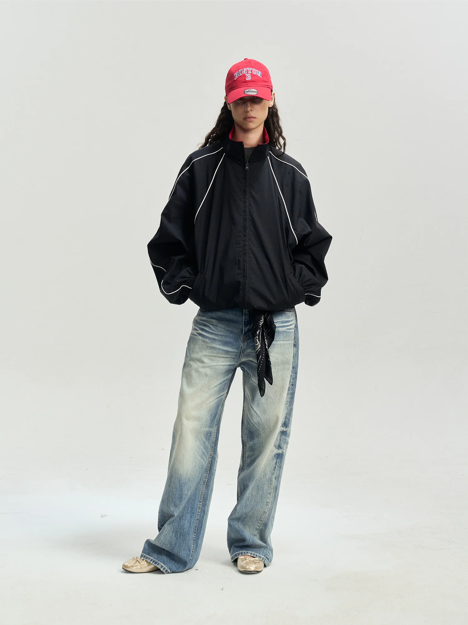 LEONSENSE Whiskering Washed Straight-Leg Jeans