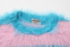 VANN VALRENCE Contrast Candy Stripe Fuzzy Sweater
