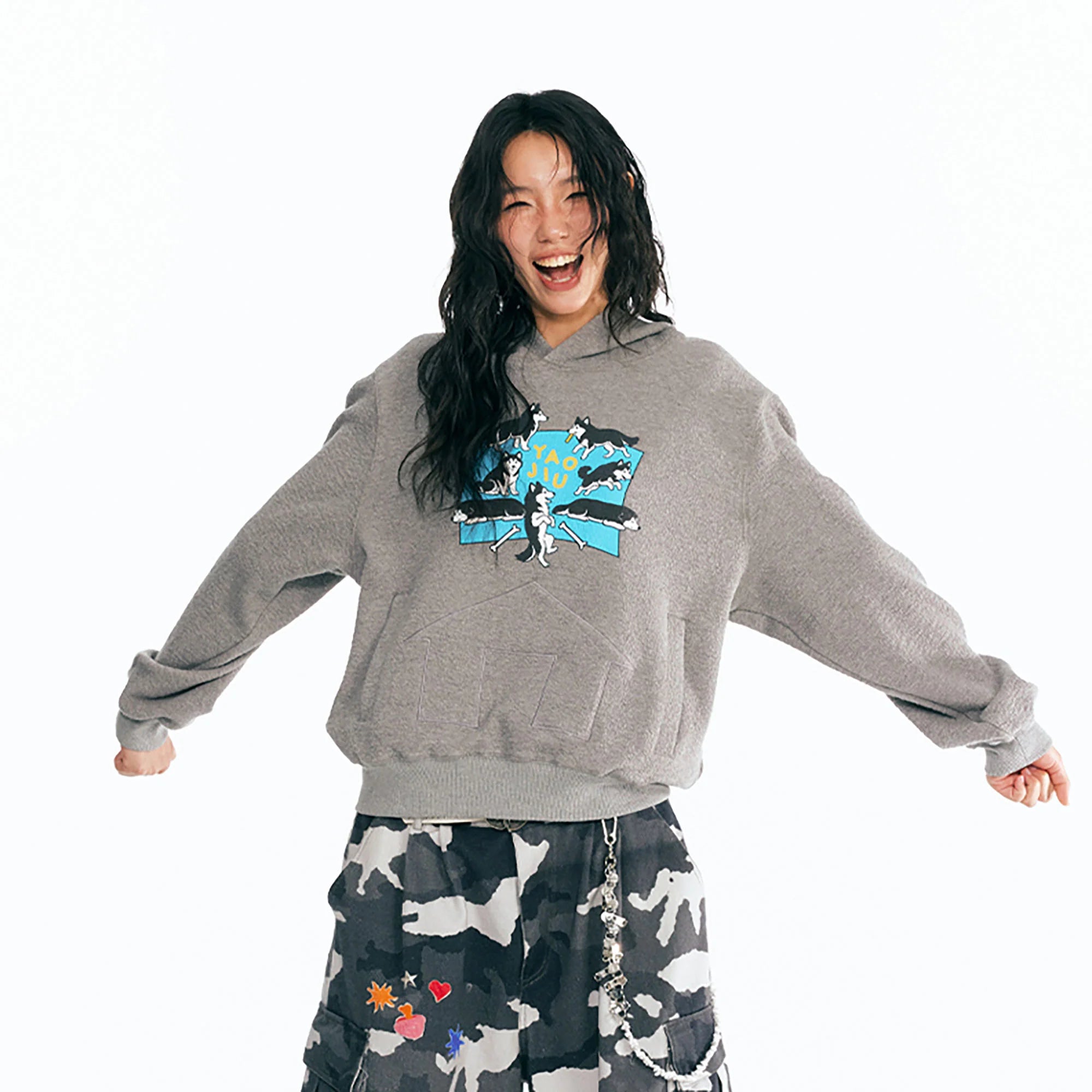 1997 POSTOFFICE Puppy Paradise Graphic Oversized Hoodie