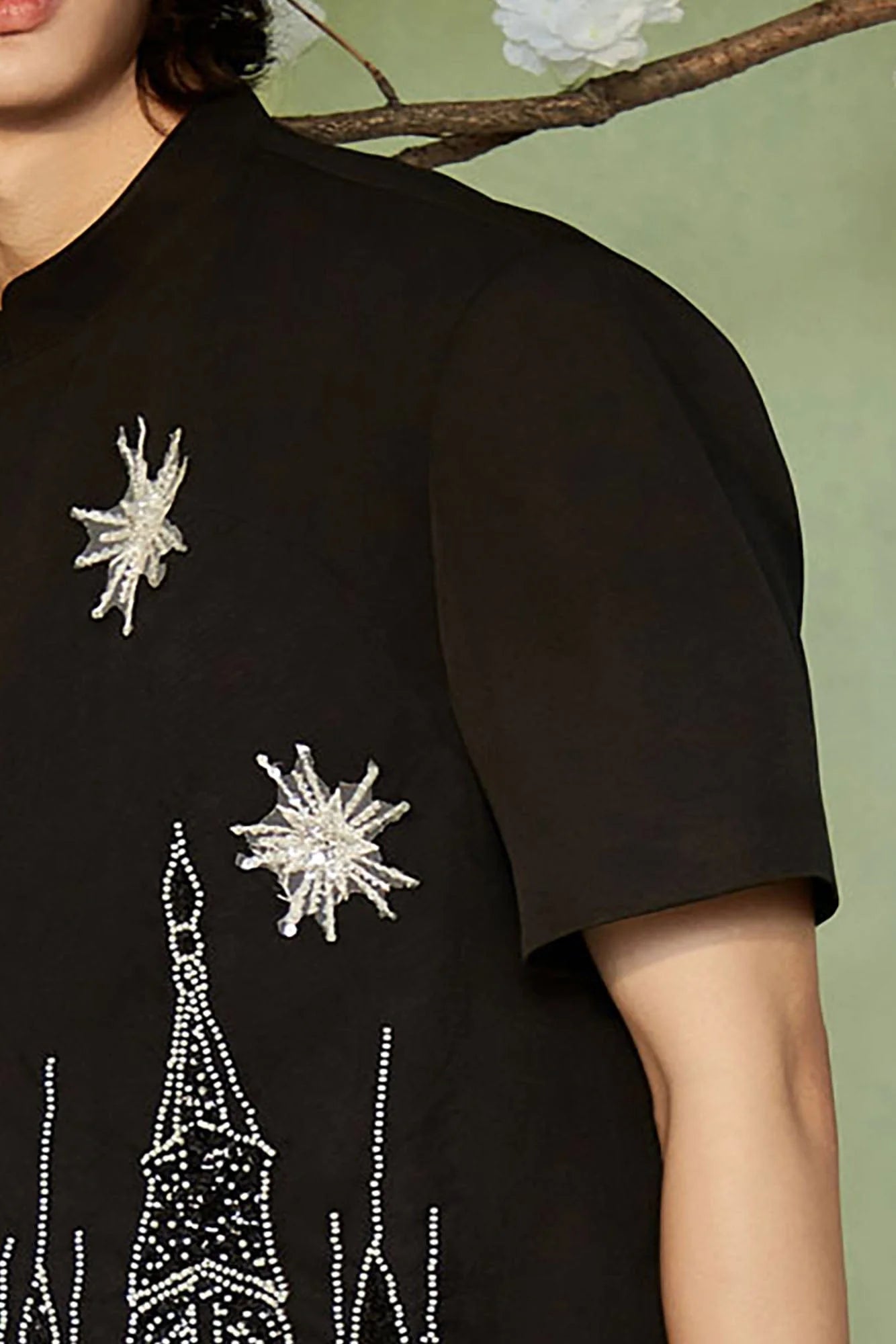 JIECHI Starry Castle Embellished  T-Shirt