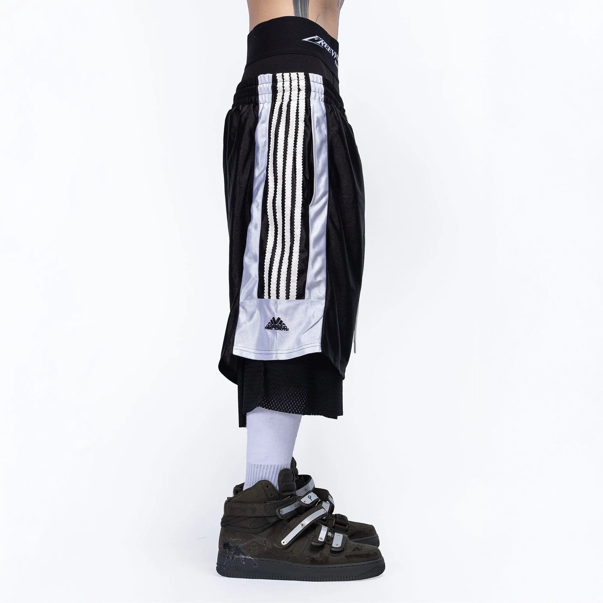 FVVO Layered Mesh Satin Striped Shorts