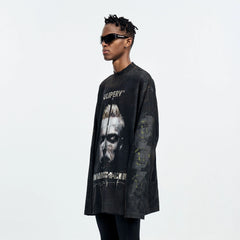 ULIPERY Rammstein Forehead Spike Long Sleeve Tee
